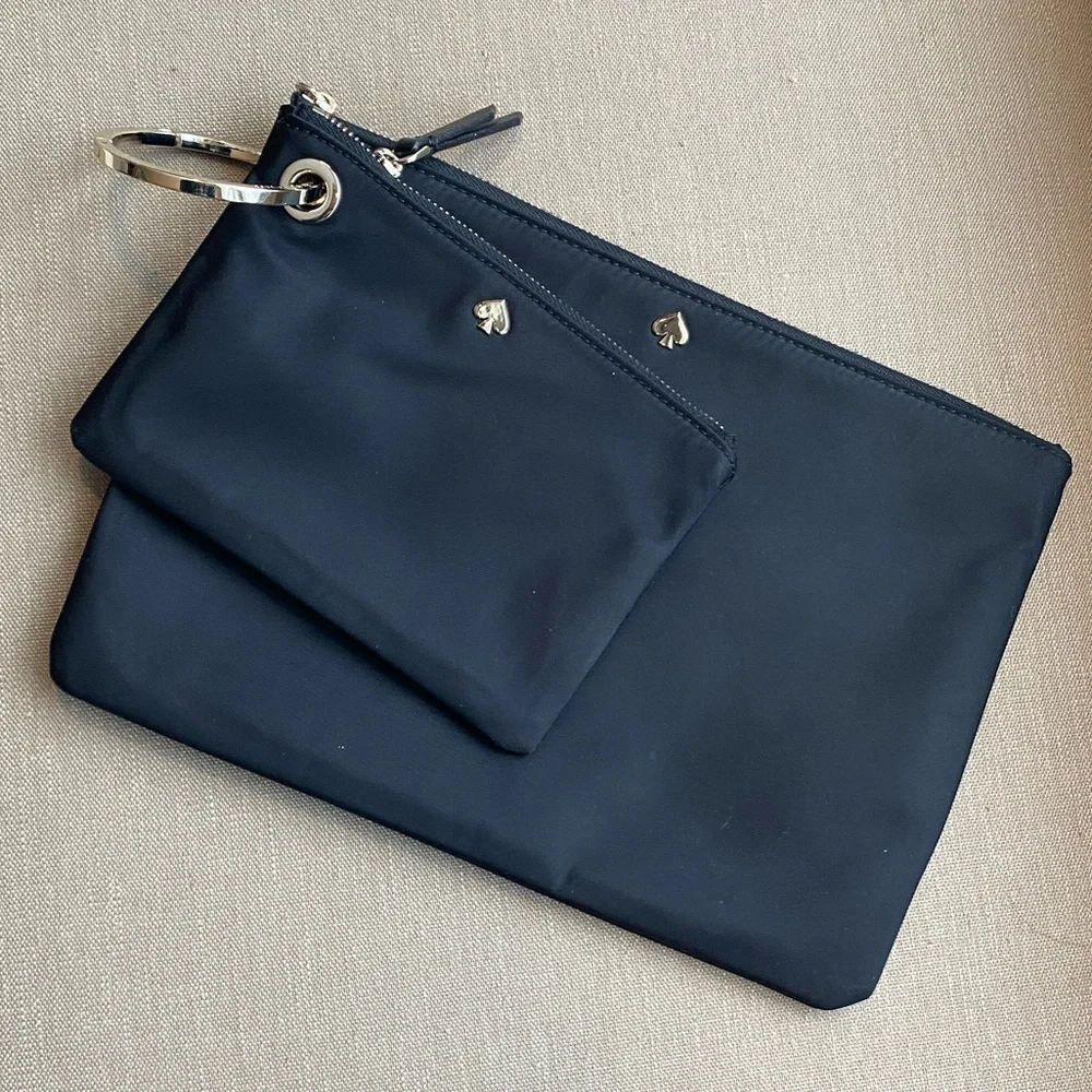 Kate Spade Black Pouch Wristlet Set with Gold Accents